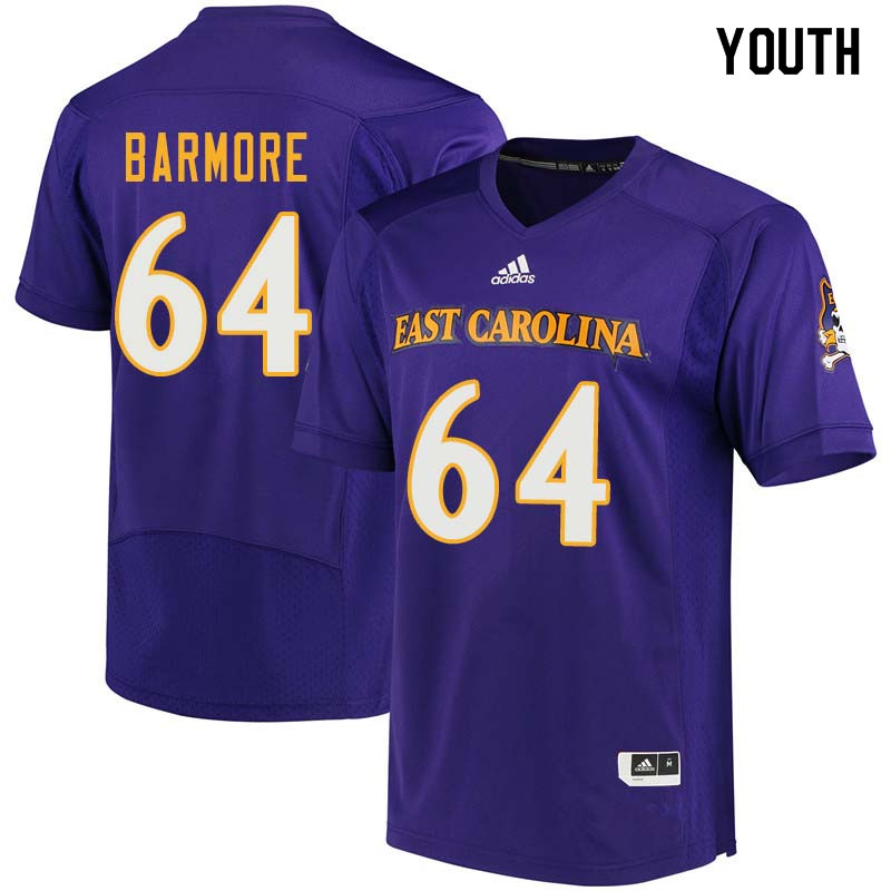 Youth #64 Des Barmore East Carolina Pirates College Football Jerseys Sale-Purple